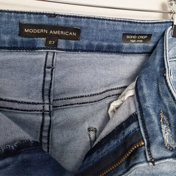 Modern American Soho Crop High Waist Denim Jeans Size 27 Diana Medium Wash $148 - Picture 13 of 16